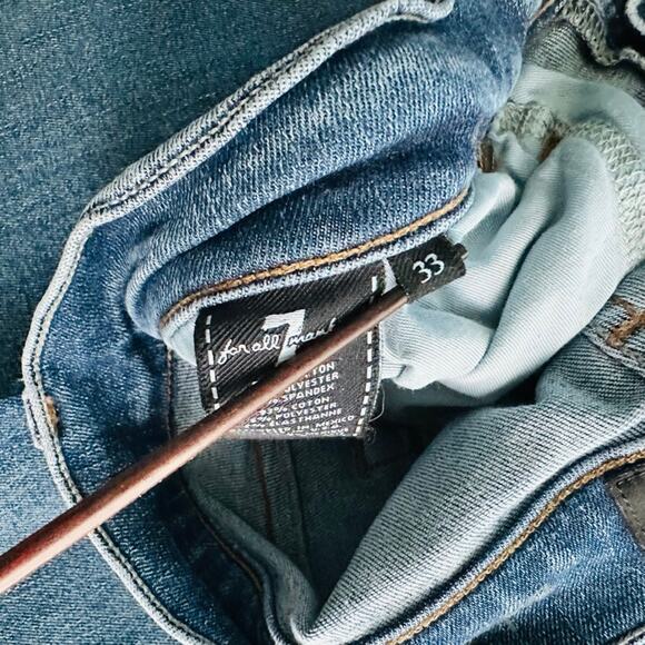 7FAMK Mens Luxe Sport Adrien Straight Fit Jeans Size 33 Medium Blue - Picture 8 of 10